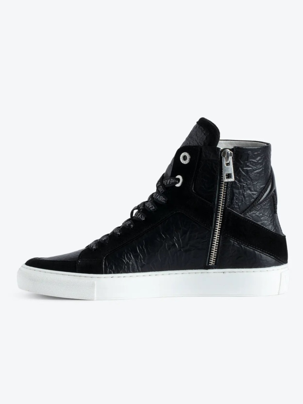 Zadig and Voltaire High Flash High-Top Wrinkle Sneakers - Picture 3 of 8